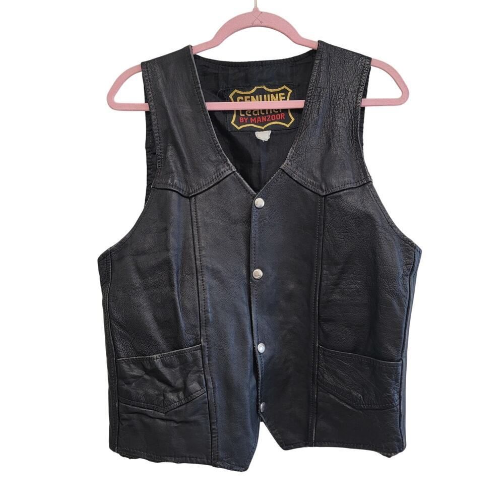 Authentic Vintage Black Leather Vest